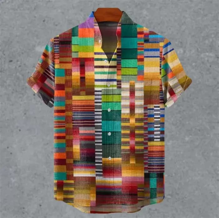 Retro Heritage Tee 2024 Hommes Mottled Art Print Col debout Manches courtes Confort Fit S-5XL