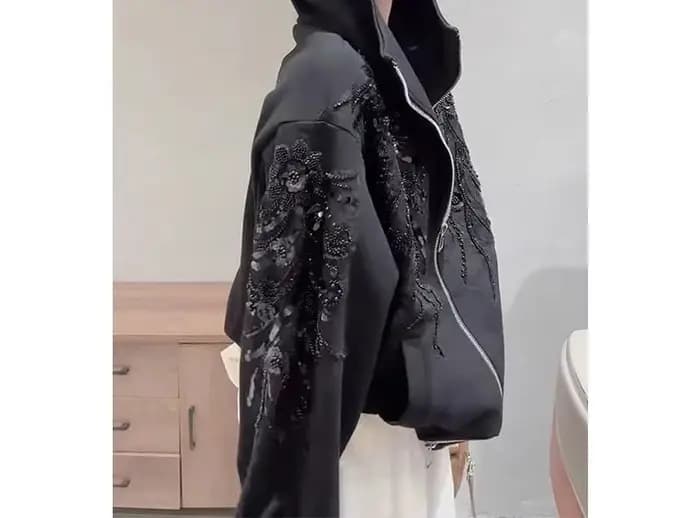 Veste sweat-shirt à capuche à paillettes pour le printemps