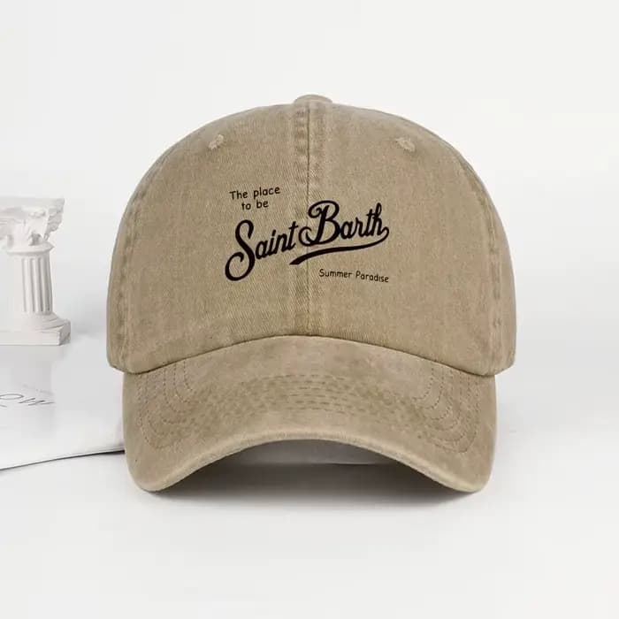 Casquette de baseball unisexe réglable Saint Barth « The Place To Be » imprimée et délavée