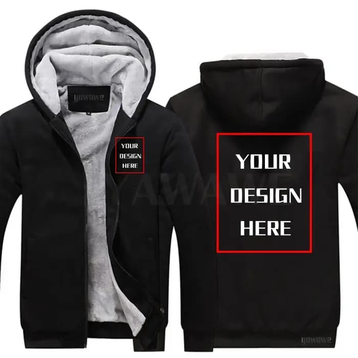 Sweat à capuche de marque d'hiver personnalisé pour homme, Logo de votre Image, fermeture éclair lou