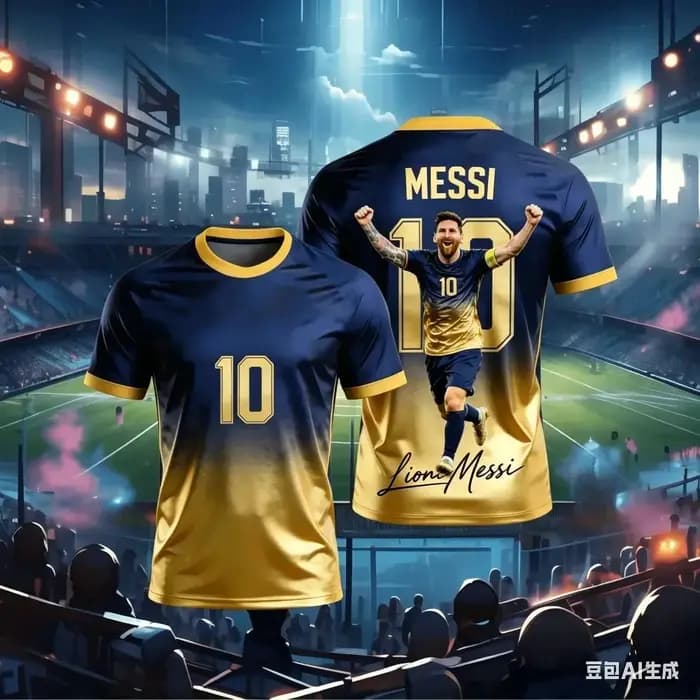 T-shirt de sport de football pour hommes - Messi imprimé en 3D