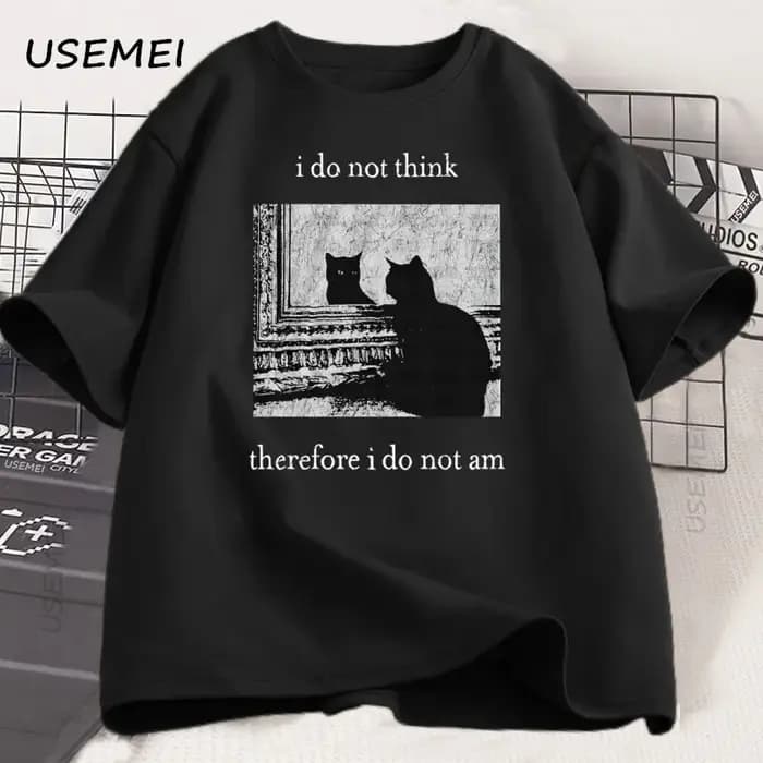 Je ne pense pas là, je ne suis pas T-shirt chat drôle T-shirt Vintage années 90 Witchy Goth Punk T-shirt coton à manches courtes t-shirts