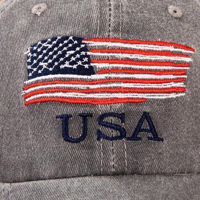 Casquette de baseball en coton lavé brodée drapeau américain USA pour hommes et femmes