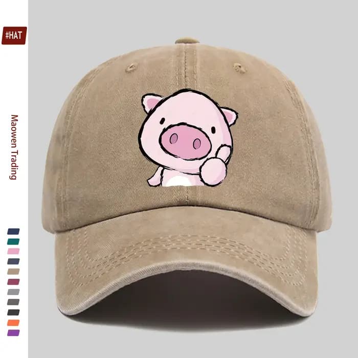 1 pièce Casquette de baseball rose à imprimé cochon mignon