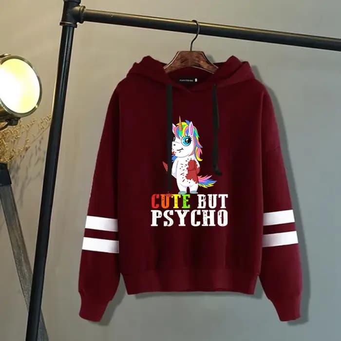 Nouveau licorne mignon mais Psycho motif sweat à capuche imprimé hommes femmes mode sport décontracté rayure sweats dames pulls hauts