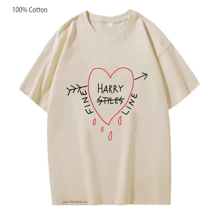 Happy Fine Line Print T-Shirts Harry Styles traiter les gens gentillesse chemises à la mode femmes t-shirt hommes
