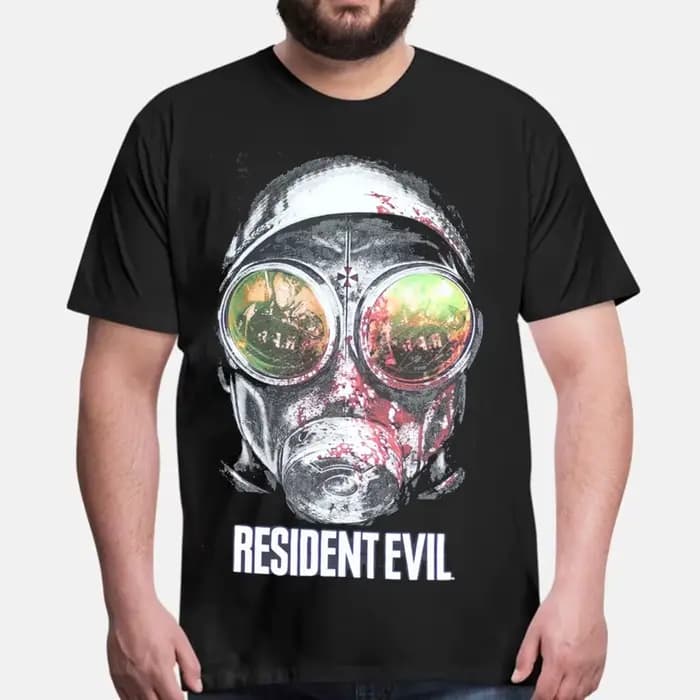 T-shirt unisexe à manches courtes avec motif graphique Gasmasked Hunk Face Vintage Horror Survival G