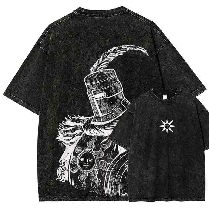 T-shirt délavé Dark Souls Anime Lover, nouveau modèle, vêtements de toute saison, vêtements de perso