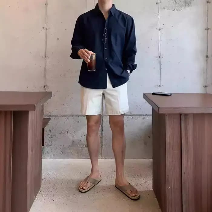 Chemise en coton et lin pour hommes