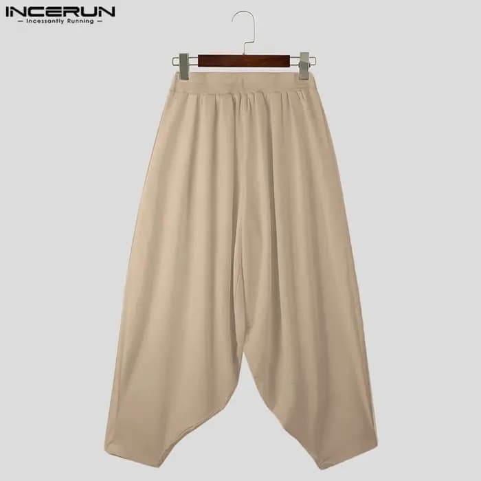 2024 hommes pantalons à jambes larges couleur unie taille élastique pantalon décontracté ample homme