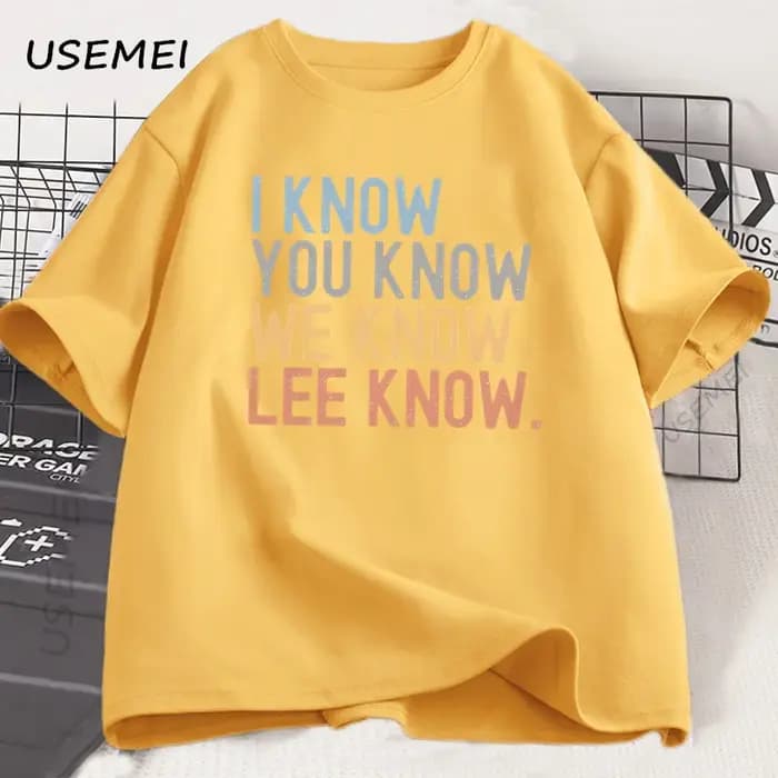 Je sais que vous savez Lee Know T-shirt hommes femmes imprimé à manches courtes coton