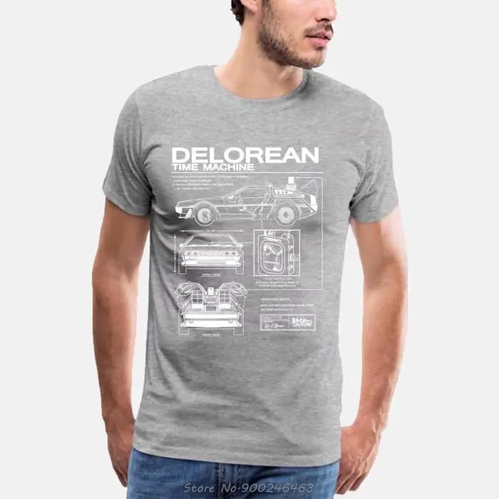T-shirt imprimé Back To The Future Delorean Schematic pour hommes, t-shirt en coton pour moto, t-shi