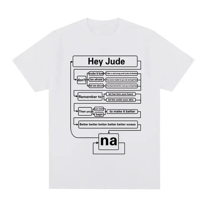 Hey Jude t-shirt Hip Hop Rock à manches courtes Beatle rétro nostalgie ingénieur hommes femmes vêtements 100% coton ample décontracté Streetwear