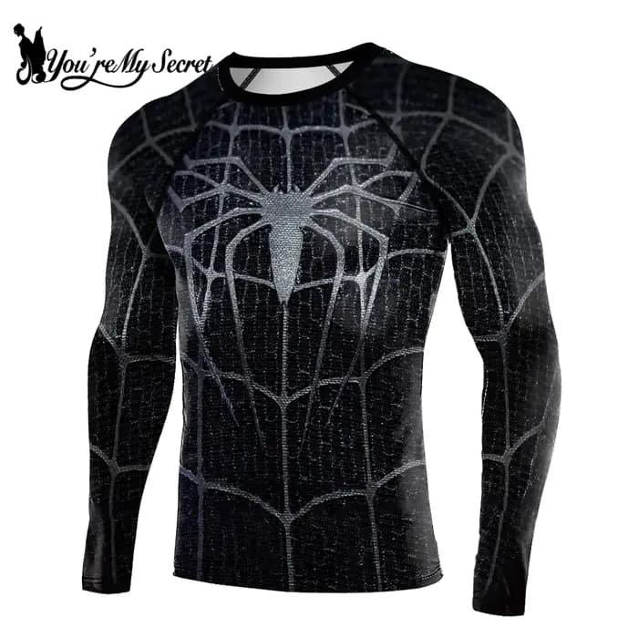 T-shirt de compression imprimé araignée pour hommes