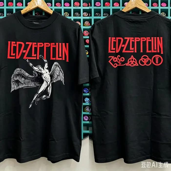 T-shirt à manches courtes Led Zeppelin Rock Band 2026