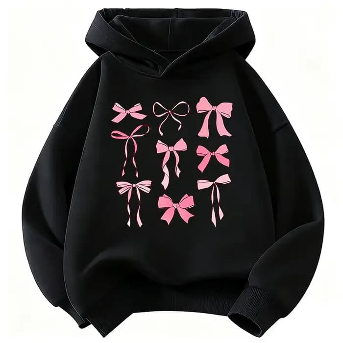 Sweat-shirt à capuche rose avec nœud pour filles, design enfantin, mignon, pour garçons et filles, a