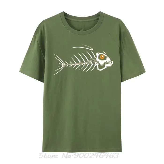 Poisson squelette os personnalisé plaine drôle T-Shirts coton t-shirt pour fête