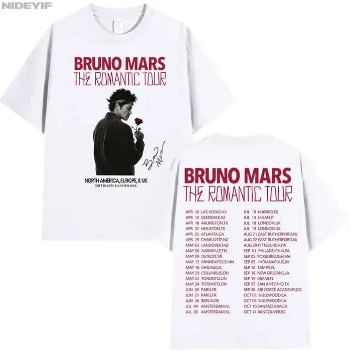 Bruno Mars The Romantic Tour T-shirt pour hommes et femmes