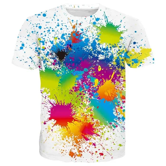 T-shirt à motifs pigmentés pour hommes, t-shirts imprimés en 3D colorés, décontractés, surdimensionnés, col rond, manches courtes, pour l'été