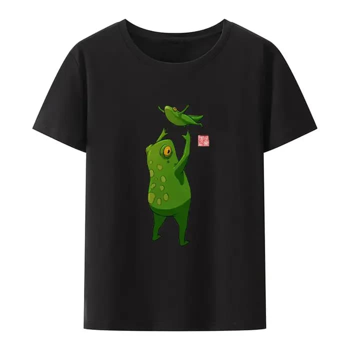 Grenouille et ses Sprog faisant des boulettes imprimer t-shirt cadeau Kawaii vêtements pour femmes