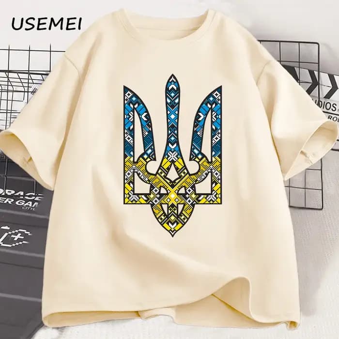 Ukraine emblème imprimé T-shirt hommes femmes col rond décontracté hauts t-shirts ukrainien Trident cadeau