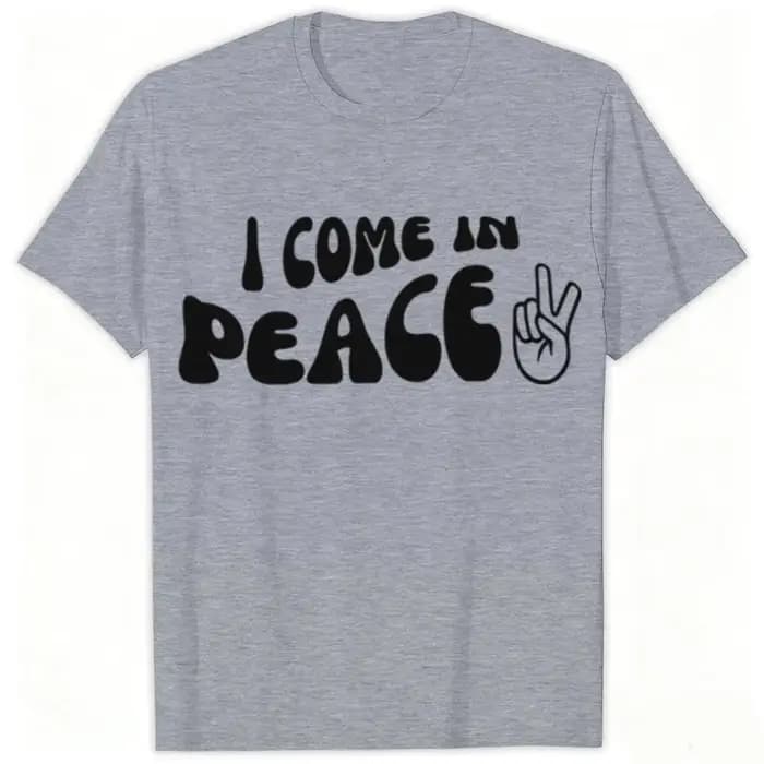 T-shirts de couple imprimés « Peace/I Come in Peace »