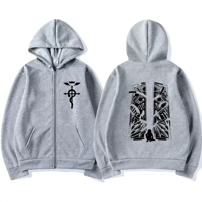 Sweat à capuche zippé Anime Fullmetal Alchemist Edward Elric pour hommes et femmes