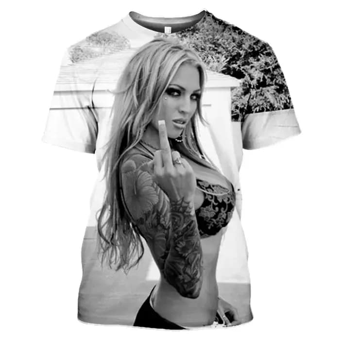 T-shirt modèle de tatouage imprimé en 3D pour hommes et femmes nues
