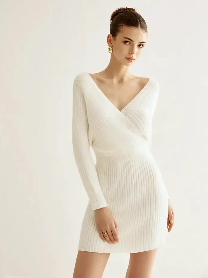 Robe tricotée enveloppée dans les hanches pour femmes