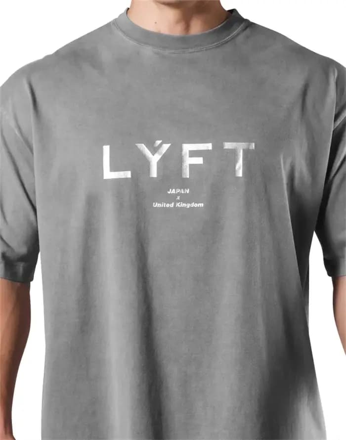 LYFT lavé classique LOGO 230GSM coton Vintage grand T-SHIRT hommes surdimensionné Muscle sport Fitness