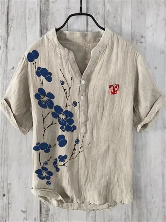 T-shirt à manches courtes imprimé artistique pour hommes