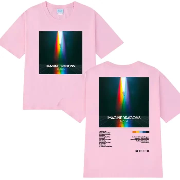 Imagine Dragons Evolve Album Double face impression t-shirt hommes femmes vintage Hip Hop streetwear unisexe coton à manches courtes T-shirts