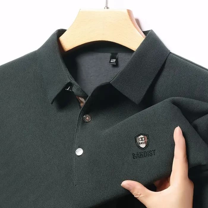 Polo imprimé de haute qualité pour homme, confortable, à manches longues, col à revers, nouvelle collection automne, couleur unie, T-shirt tendance, vêtements d'affaires pour homme