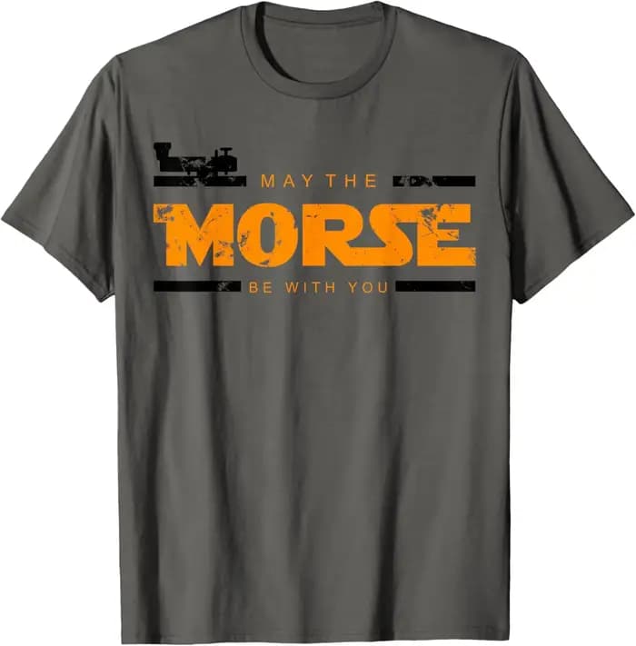 Code Morse May The Morse Be With You T-Shirt graphique en coton doux à manches courtes