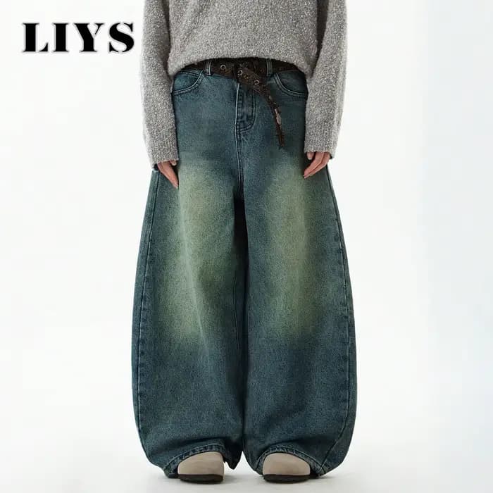 Vêtements pour hommes bleu pantalon en jean à jambes larges jean Baggy Vintage coupe tridimensionnel