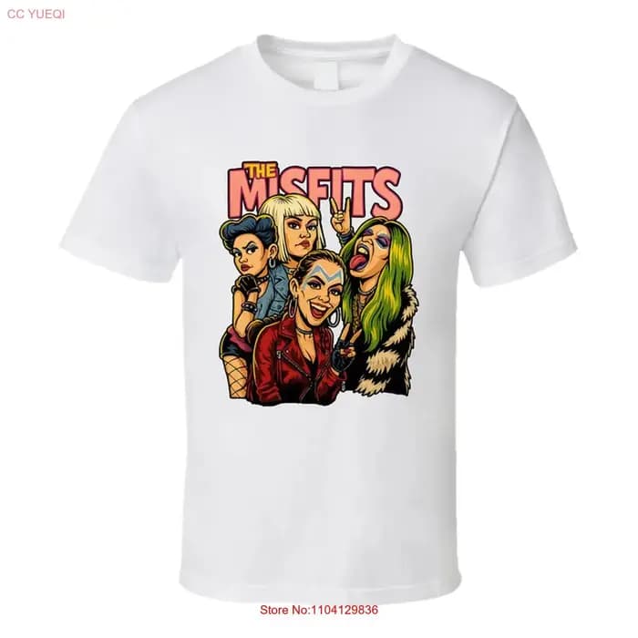 T-shirt vintage délavé et extensible The Misfits Jem And Holograms Fictional Band Caricature Fan pour le quotidien