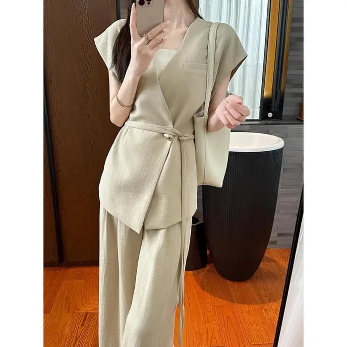 2025 nouveau Streetwear kaki femmes veste + tempérament pantalon 2 pièces ensemble japonais coréen élégant mode été