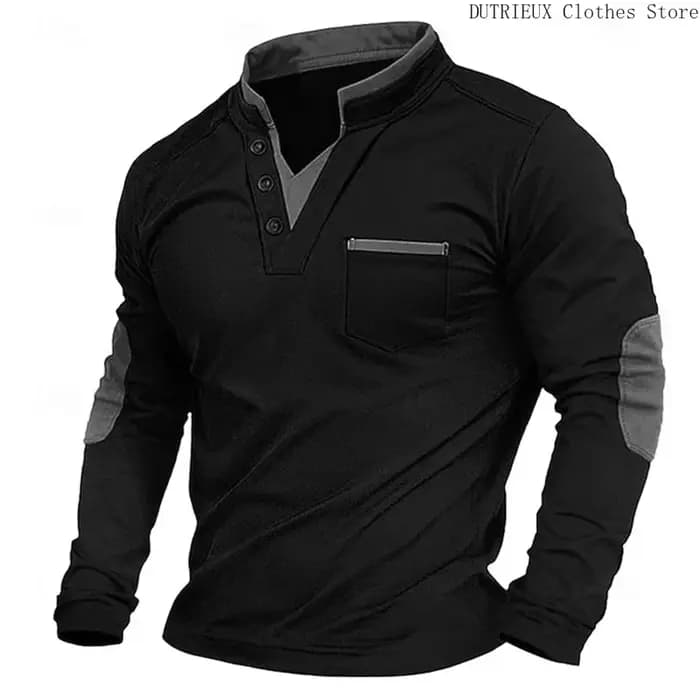 Sweat à capuche décontracté à col en V rétro pour hommes