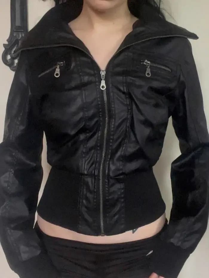 Américain Vintage veste en cuir Pu femmes Streetwear Harajuku Grunge Emo Alternative