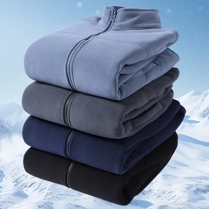 Veste polaire pour hommes hiver coupe-vent col montant manteau fermeture éclair thermique laine doublée manteaux