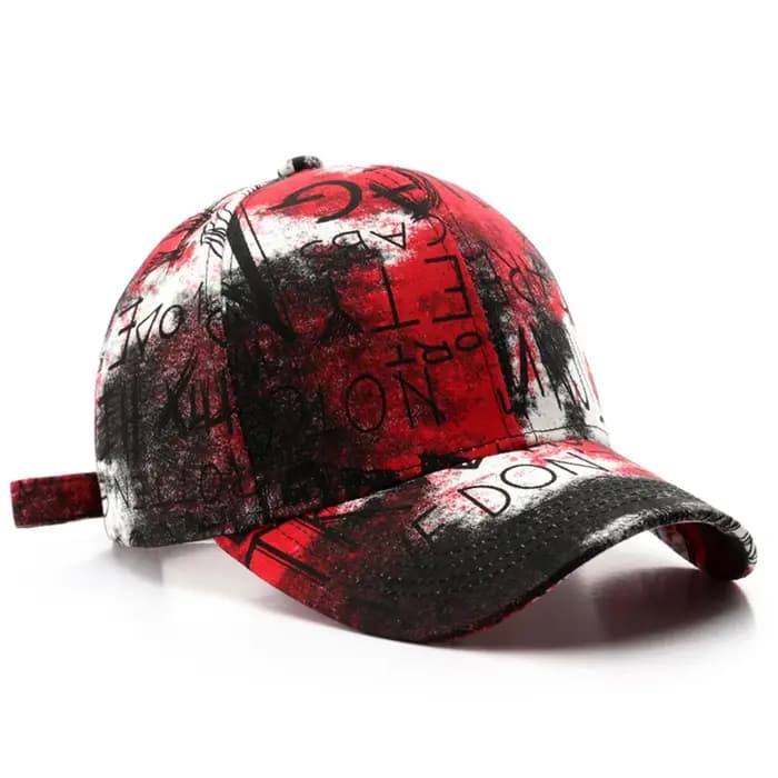 Casquettes de baseball FS noires et rouges style graffiti pour hommes