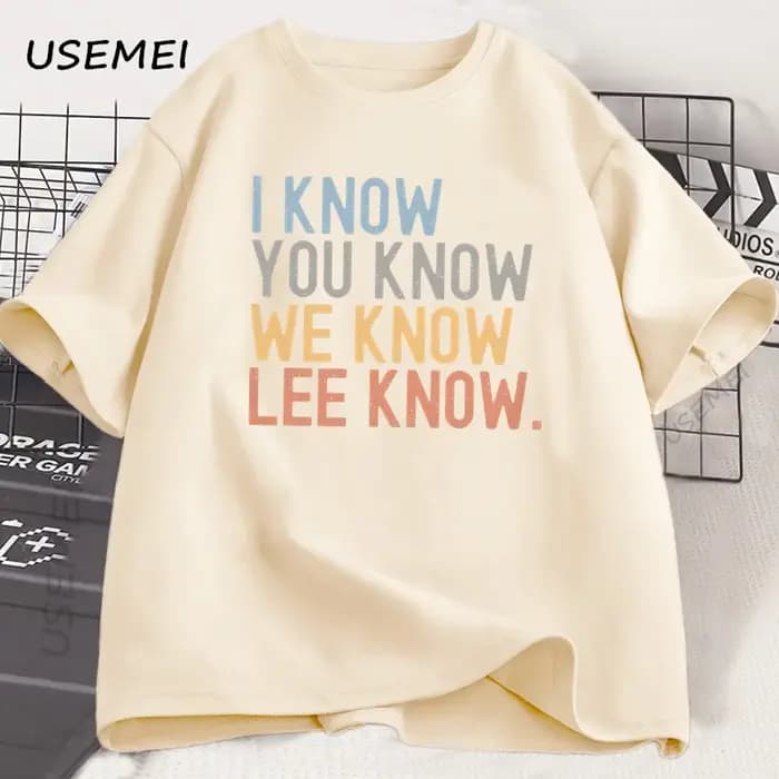 Je sais que vous savez Lee Know T-shirt hommes femmes imprimé à manches courtes coton
