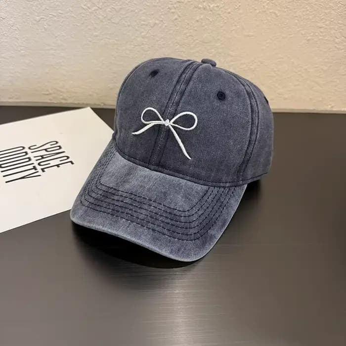 Casquette de Baseball brodée avec nœud doux pour femmes Y2K rose coréen lavé coton chapeau à visière été en plein air Snapback queue de cheval chapeaux de soleil
