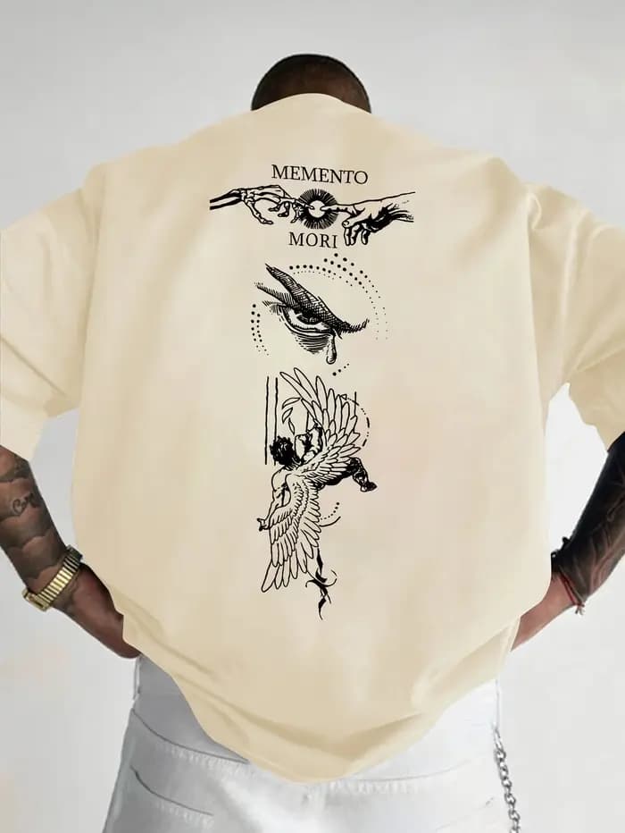 T-shirt ample pour homme « Memento Mori » à motif gothique