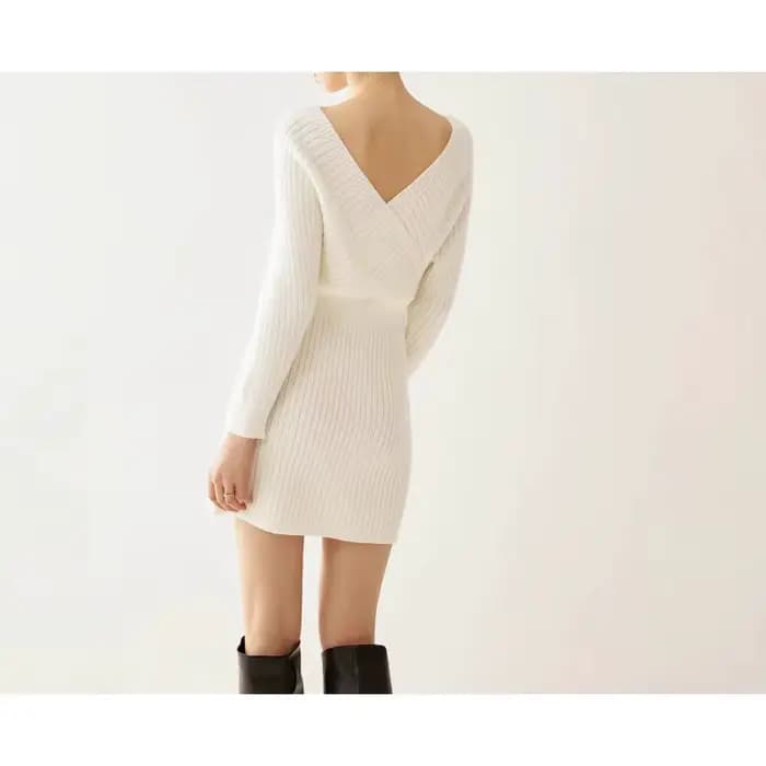 Robe tricotée enveloppée dans les hanches pour femmes