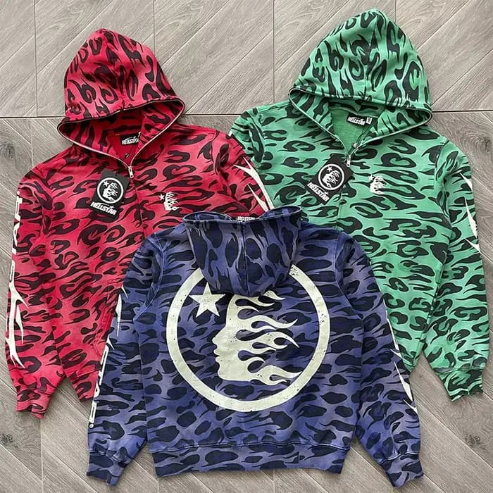 Sweat à capuche zippé HS Cheetah en violet, vert, rouge