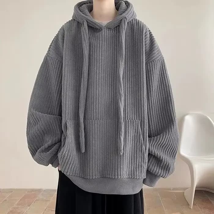 Sweat à capuche en velours côtelé Wstring pour homme, grande proximité, automne et hiver, peluche ép