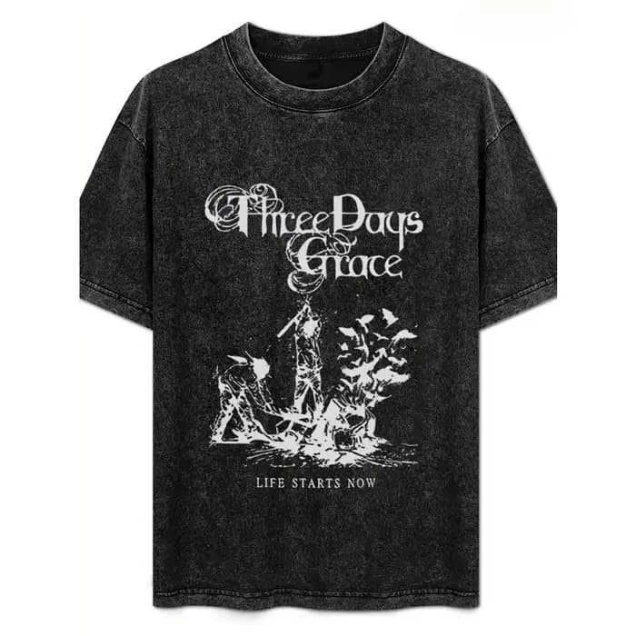 Rock Grace groupe de trois jours lavé nouveauté vêtements pour hommes t-shirt Homme graphique T-Shir