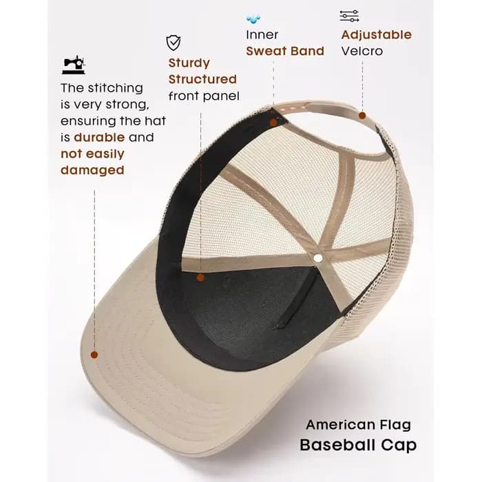 Casquette de baseball drapeau américain 2025 - Chapeau respirant en maille patriotique avec sangle arrière réglable