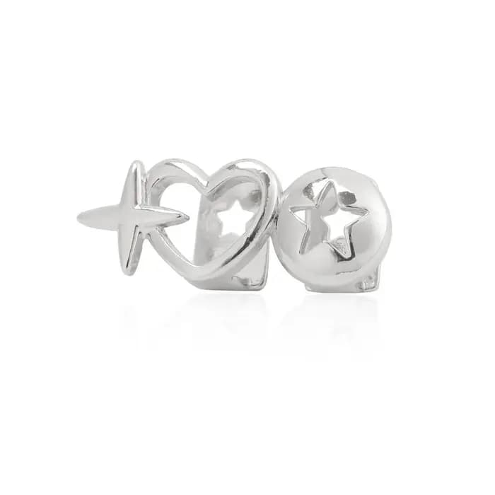 Nouveau coeur creux Hip Hop dent Grillz cuivre coeur forme dents bouchons haute polonais Grills dentaires Hip Hop